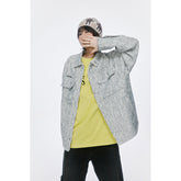 Unisex Jacket Spring and Autumn Vintage Overalls Jacket Loose Lapels Coat